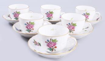 Herendi Eton mintás 6 db-os mokkás csésze készlet, aljjal. Kézzel festett, jelzett, minimális kopáss...