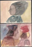 Perei Zoltán (1913-1992): 4 db akvarell, papír. Jelzés nélkül. 18,5x25,5 cm.