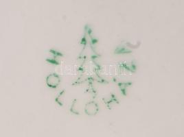 Hollóházi vintage olivazöld kávés készlet, kiöntő- és csészehiánnyal, jelzett