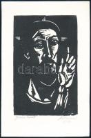 Kőhegyi Gyula (1933-): Jézus tanít. Fametszet, papír, jelzett, 16x10,5 cm