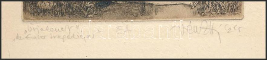 Vén Zoltán (1941-): Űrjelenet. Az ember tragédiája. Rézkarc, papír. Jelzett. Művészpéldány EA jelzés...