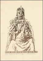 Bardócz Lajos (1936-): Szent István 1938-1988. Klisé, papír. Jelzett. Számozott: 36/100. 23,5x16 cm
