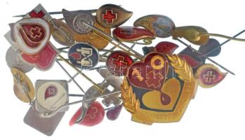 DN 26xklf véradással kapcsolatos külföldi jelvény / kitűző, mind különböző! T:AU,XF ND 26xdiff foreign badge / pin related to blood donation, all different! C:AU,XF