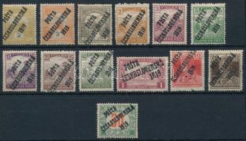 Posta Ceskoslovenska 1919 13 db bélyeg (23.125) (3f, 6f rozsda / stain) Signed: Bodor