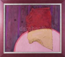 Romvári Márton (1975-): Kompozíció (cím nélkül). Vegyes technika, kollázs, jelzés nélkül. 32×37,5 cm. Fakeretben.