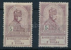 1913 Árvíz (I.) 5K 2 db bélyeg (** 30.000)