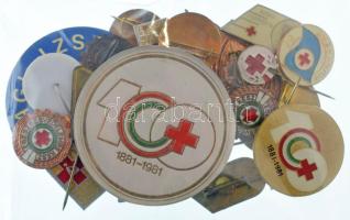 DN 10xklf (28db) Magyar Vöröskereszt tematikájú fém jelvény / kitűző, közte pár db műanyag kitűző T:AU-VF, zománchiba