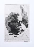 Lenkey Zoltán (1936-1983): Szabó Pál. Rézkarc, papír, jelzett. Paszpartuban. Kissé foltos. 30x19 cm