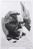 Lenkey Zoltán (1936-1983): Szabó Pál. Rézkarc, papír, jelzett. Paszpartuban. Kissé foltos. 30x19 cm