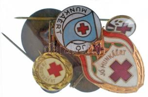 DN 8xklf Magyar Vöröskereszt tematikájú zománcozott bronz jelvény / kitűző, közte 1977. "V. Kongresszus '77" zománcozott bronz jelvény + DN "Semmelweis E. Ü. Szakközépiskola Bp, XIX." zománcozott bronz jelvény + DN "A Környezet Védelméért" zománcozott, aranyozott bronz jelvény T:AU,XF