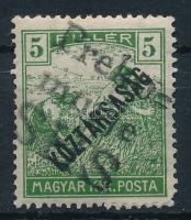 Lendvavásárhely 1919 Arató/Köztársaság 5f magánkiadású bélyeg (betapadás) / private issue (gum disturbance) Signed: Bodor