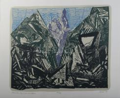 Butak András (1948-2021): Mountaintop A.. Szitanyomat, papír, jelzett, művészpéldány EA I/ VII. számozással. 42,5×59 cm