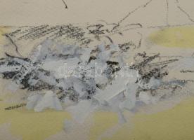 Csehi Péter (1950-2016): Kavalkád (cím nélkül), 2000. Vegyes technika, kollázs, papír, karton, jelez...