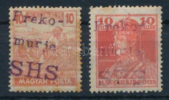 Lendvavásárhely 1919 Magyar Posta 10f és Károly 10f magánkiadás (rozsda / stain) Signed: Bodor