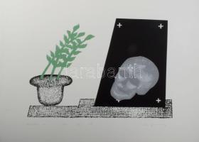 Stefanovits Péter (1947-): Síremlék II, 2016. Szitanyomat, papír, jelzett. 7/12 számozással. Lapméret: 50×70 cm