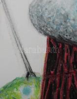 Stefanovits Péter (1947-): Felfüggesztve III., 2019. Vegyes technika, papír, jelzett. Lapméret: 50×7...