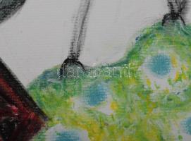 Stefanovits Péter (1947-): Felfüggesztve III., 2019. Vegyes technika, papír, jelzett. Lapméret: 50×7...