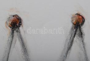 Stefanovits Péter (1947-): Felfüggesztve III., 2019. Vegyes technika, papír, jelzett. Lapméret: 50×7...