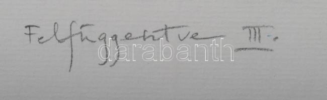 Stefanovits Péter (1947-): Felfüggesztve III., 2019. Vegyes technika, papír, jelzett. Lapméret: 50×7...