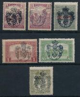 Zombor 1919 6 db magánkiadású bélyeg / 6 private stamps (3f papírelvékonyodás / thin paper, 1K hajtott / folded)