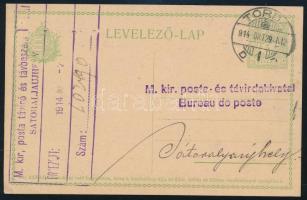 1914 5f díjjegyes levelezőlap "TORDA" - Sátoraljaújhely