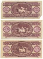 1980. 100Ft (3x) "B 072 046544, B 354 023157, B 585 106130" T:F,VG egyiken nagyobb szakadá...