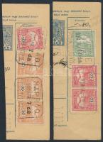 1909-1910 2 db csomagszállító szelvény "BEZENYE" és "NÁPRÁD" postaügynökségi bélyegzéssel