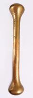 Hatalmas antik bronz mozsár törővel, m: 16,5 cm, törő h: 33 cm