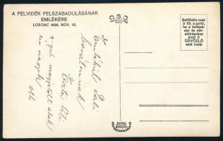 1938 Katonák csoportképe "A Felvidék felszabadulásának emlékére", fotólap, feliratozva, ra...