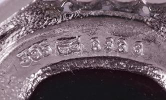 Függő. Fehérarany, 6 db brillel (0,15 ct) mesterséges opállal, jelzett. 4,85g. 30 mm