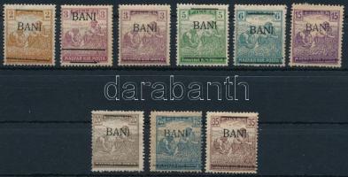 Borosjenő 1919 9 db magánkiadású bélyeg / 9 private stamps (2f, 25f, 35f hajtott / folded)