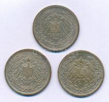 Német Birodalom 1905A 1/2M Ag + 1905A 1/2M Ag (2x) T:VF,F patina
German Empire 1905A 1/2 Mark Ag + ...