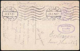 1914 Pola képeslap haditengerészeti postával / Pola postcard "S.M.S. SPALATO"