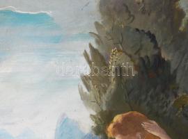 Molnár C. Pál (1894-1981): Női akt tájban. Olaj, fa, jelezve jobbra lent. Dekoratív fakeretben, 58×3...