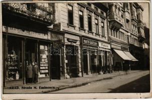Arad, Strada M. Eminescu / utca, Martin Karácsonyi, Munteanu, Birkenheuer, Olanda üzlete / street, shops (EB)