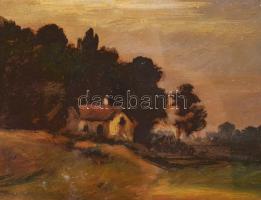 Brodszky Sándor (1819-1901): Táj. Olaj, papír. Jelzés nélkül, hátoldali karton hátlapon hagyatéki bé...