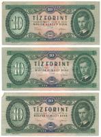 1969. 10Ft (3x) "A 795 081868, A 567 042522, A 344 008631" T:F mind szép papír, egyiken kézírás Adamo F7