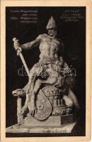 Csonka Magyarország nem ország. Egész Magyarország mennyország. Trianon szoborcsoport (Budapest), irredenta propaganda. "Nyugat" szobra (Sidló Ferenc szobrászművész alkotása) A szobrokat a magyar nemzet adakozásából emeltette a Védőligák Szövetsége. Pesti Hírlap kiadása / Hungarian irredenta propaganda, monument (EK)