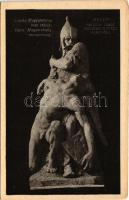 Csonka Magyarország nem ország. Egész Magyarország mennyország. Trianon szoborcsoport (Budapest), irredenta propaganda. "Kelet" szobra (Pásztor János szobrászművész alkotása) A szobrokat a magyar nemzet adakozásából emeltette a Védőligák Szövetsége. Pesti Hírlap kiadása / Hungarian irredenta propaganda, monument (EK)