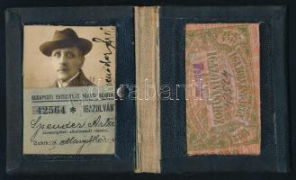 cca 1920 Budapesti Egyesített Városi Vasutak (BEVV) fényképes igazolvány