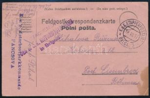 1917 Tábori posta levelezőlap "K.u.K. ETTAPENPOST BELGRAD" , "DETACHEMENT DES K.U.K. MOTORBOOTPARKES / in Belgrad" , "K.u.k. Motorbootparkkommando / PANCSOVA"