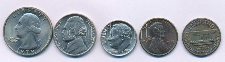 Amerikai Egyesült Államok 1972-1979. 1c-1/4$ (4xklf) mindkét oldalán azonos előlapi verettel (portré...