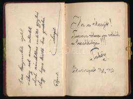 1913-1916 Bp., Margit nevű lány emlékkönyve, kb. 20-25 oldalnyi bejegyzéssel, kissé sérült egészbőr-...