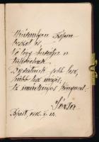 1913-1916 Bp., Margit nevű lány emlékkönyve, kb. 20-25 oldalnyi bejegyzéssel, kissé sérült egészbőr-...
