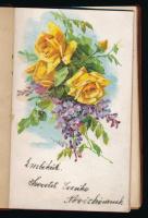 1918-1921 Bp.-Újpest, Erzsike nevű lány emlékkönyve, kb. 25 oldalnyi bejegyzéssel, rajzokkal, egy ol...