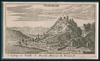 Visegrád és Nagymaros 1664-es rézmetszetű látképe. 7.5 x 13.5 cm Megjelent: (Nürnbergben) Sigmund vo...