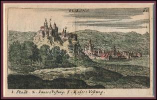 Fülek/Filek (Szlovákia) korabeli, színezett rézmetszetű ábrázolása Megjelent: (Nürnbergben) Sigmund ...