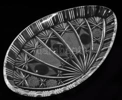 Ólomkristály csepp alakú kínáló. Gazdagon díszített, minimális kopással, 31x29 cm