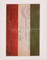 1944 Ideiglenes Nemzetgyűlés mandátum igazolvány, üvegezett keretben Végh Dezső (1882-1953) lapszerk...