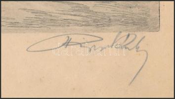 Olvashatatlan jelzéssel: Itatás (lovak, ménes). Rézkarc, papír, jelzett, lapszéli törésnyommal, 17,5...